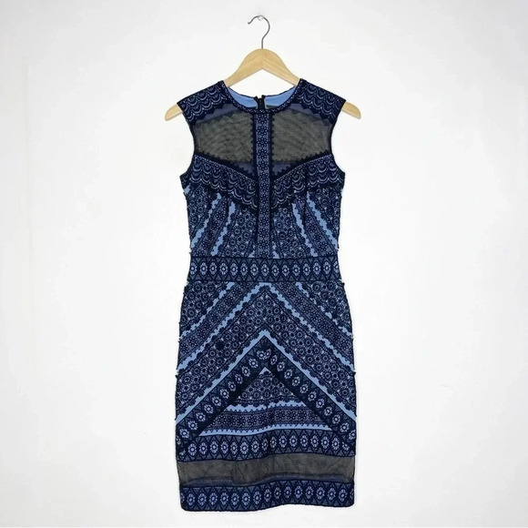 Tadashi Shoji NALANI DRESS Sleeveless Black Blue Size 4 - Picture 3 of 7